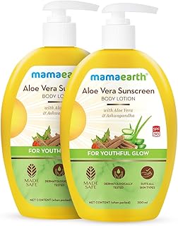 Mamaearth Aloe Vera Sunscreen Body Lotion: SPF 30, Aloe Vera & Ashwagandha, Pack of 2,