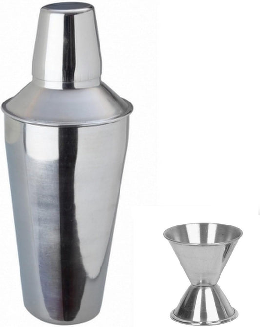iKonbi Stainless Steel 2 Piece Bar Set Large - Regular Cocktail Shaker 750 ml and peg