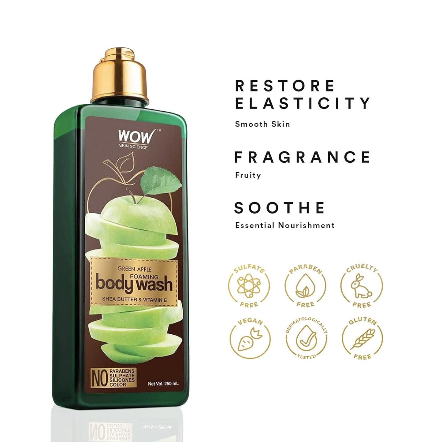 WOW Green Apple Foaming Body Wash: 250 ml