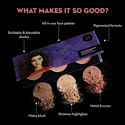 Sugar Cosmetics Contour De Force Face Palette: 01 Subtle Summit