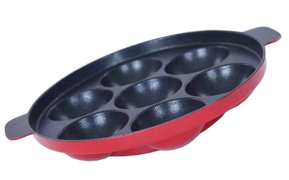 iKonbi 7 Cavity Aluminium Utensils with Non-Stick Coating Pan/Appam Patra/Ponganalu Pan/Kallu/Chatti / Appam Pan Multicolor