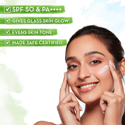 Mamaearth Rice Water Dewy Sunscreen with Rice Water & Niacinamide 80 g || All Skin Types Pack of 1