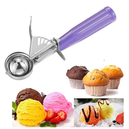 iKonbi Economical Stainless Steel Ice Cream Scooper with Wooden HandleMedium Size