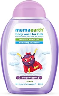 Mamaearth Brave Blueberry BodyWash For Kids with Blueberry Oat Protein 300 ml, 1 count