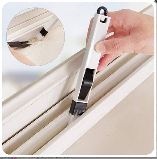 iKonbi Plastic Corners & Edges Dust Multipurpose Use Cleaning Brush for Window Frame, Keyboard with Mini Dustpan, 2-Pieces, White