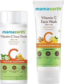 Mamaearth Vitamin C Glasslike Skin Combo: FaceWash 100 ml + Toner 200