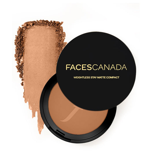 FACES CANADA Weightless Stay Matte Finish Compact Powder - Natural Almond 06, 9g SPF 20 No