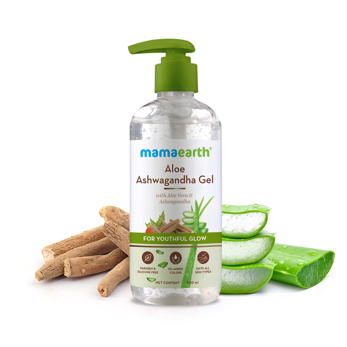 Mamaearth Aloe Ashwagandha Gel: Aloe Vera & Ashwagandha, 300 ml