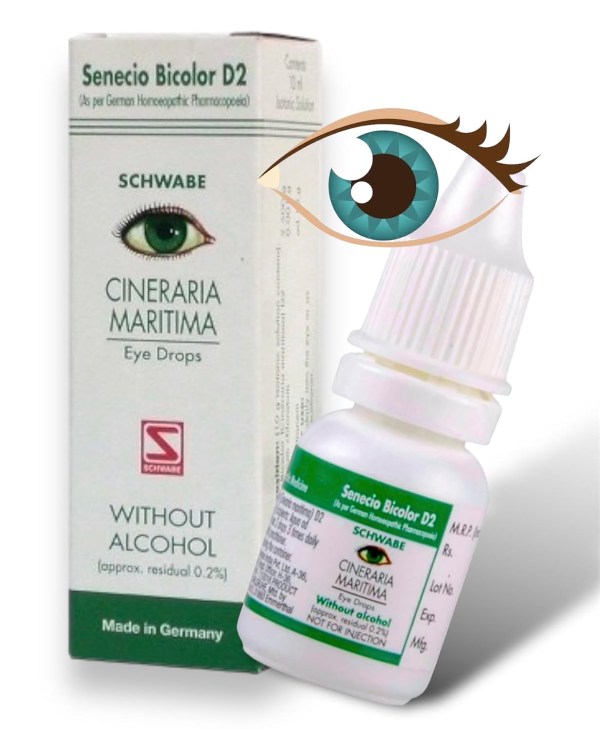 Schwabe Cineraria Maritima Eye Drops Without Alcohol 10ml (Pack of 4)