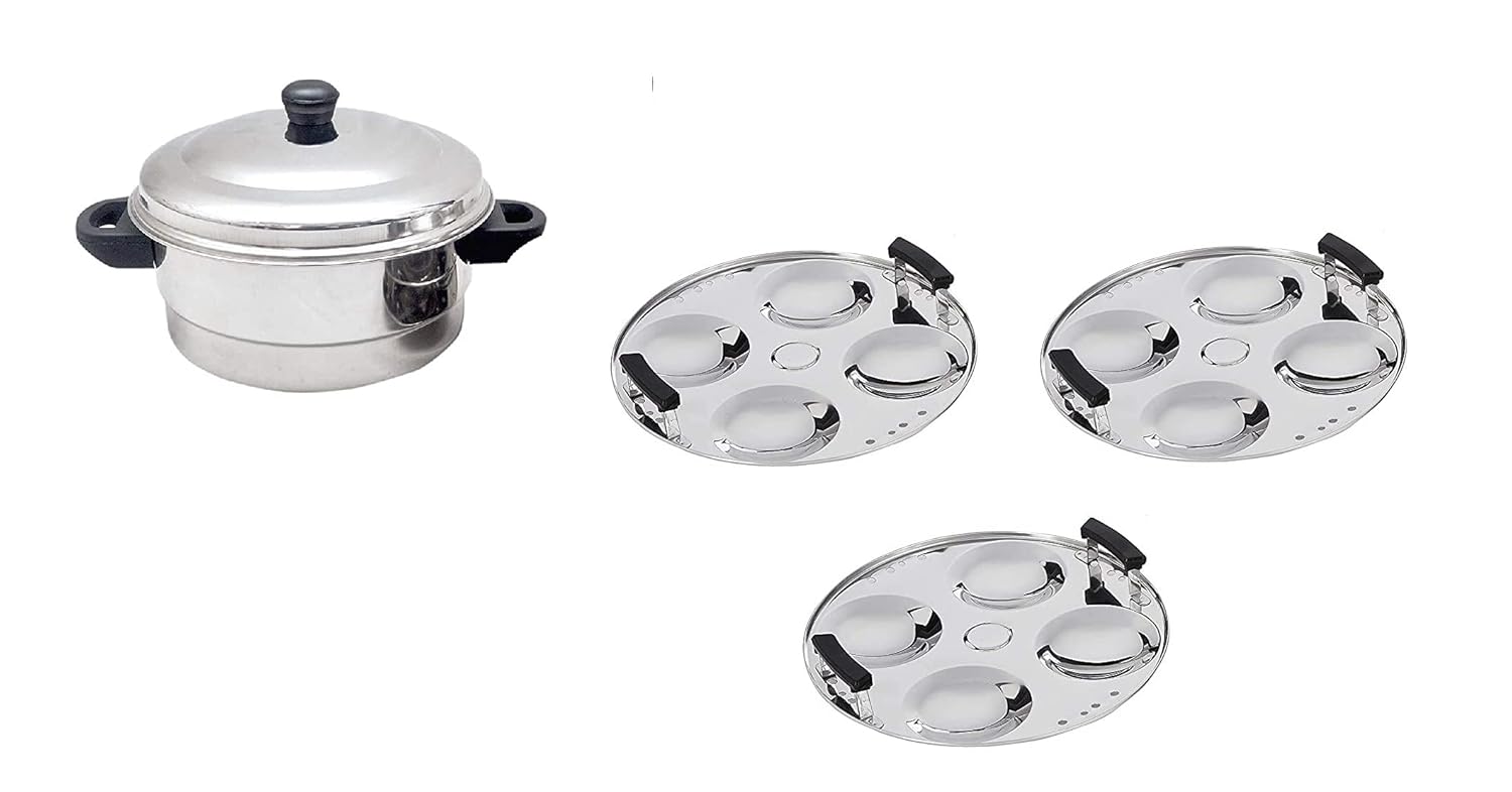 iKonbi Stainless Steel Multipurpose 3 Idli/Steamer Cooker Set of