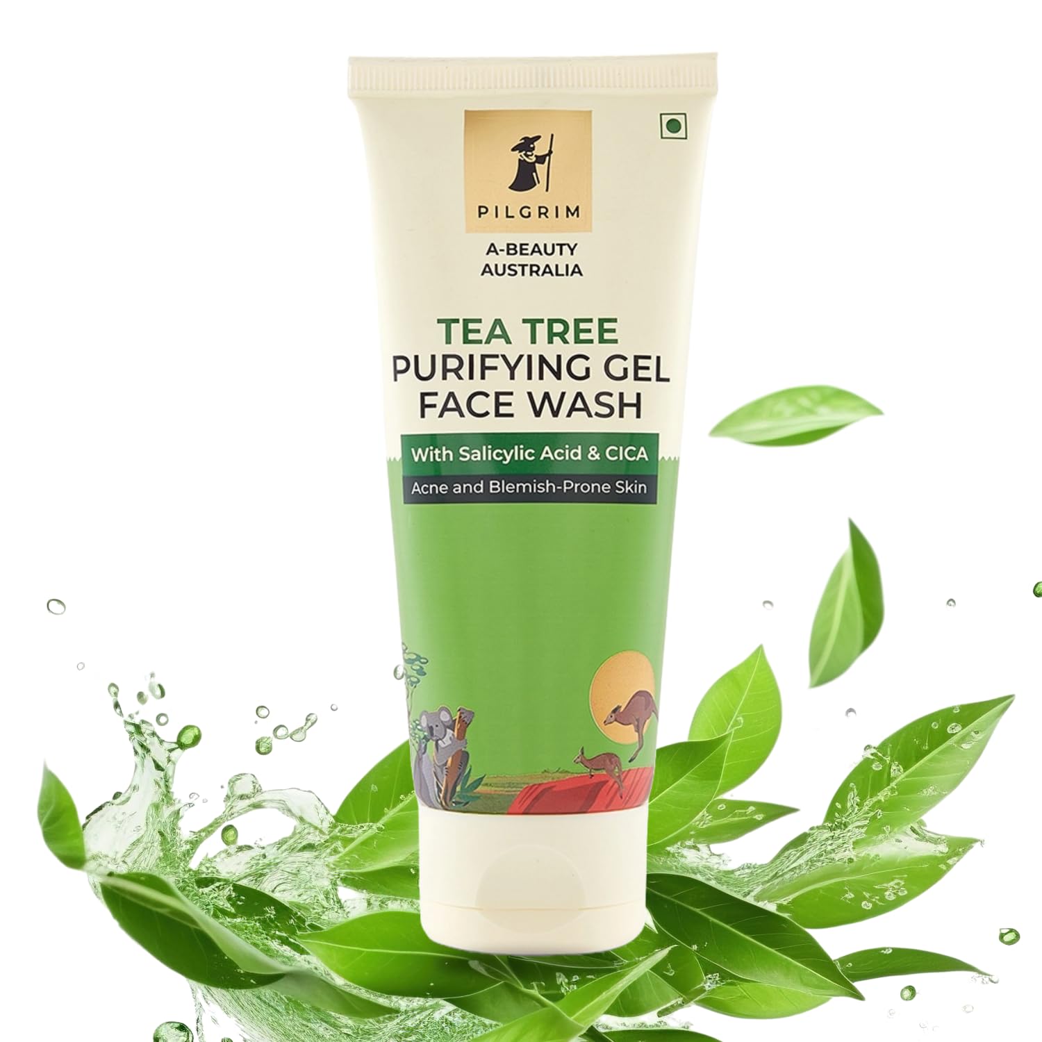 Pilgrim Australian Gel FaceWash: Tea Tree, 1% Salicylic Acid, CICA, For Oily Skin & Acne,