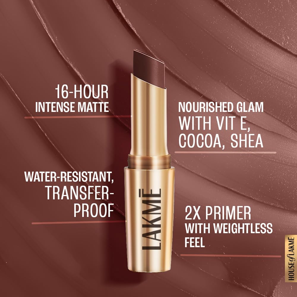 Lakme 9TO5 Primer + Matte Lip Color Brown Walnut 3.6 g