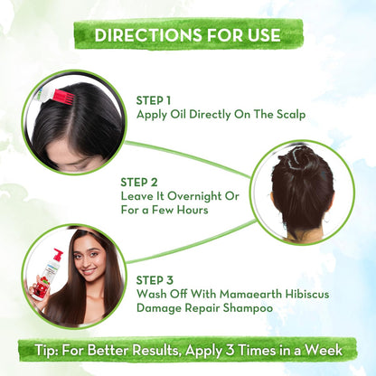Mamaearth Hibiscus Damage Repair HairOil with Hibiscus & Curry Leaves for Strong & Nourished Hair|Repairs Rough, Dry & Damaged Hair|Makes Hair Smooth & Frizz Free|Suitable For All Hair Types (150ml)