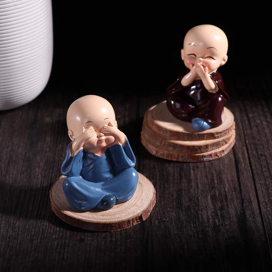 iKonbi Set of 4 Buddha Monks Statues Figurines Showpiece for Wall Shelf Table Desktop