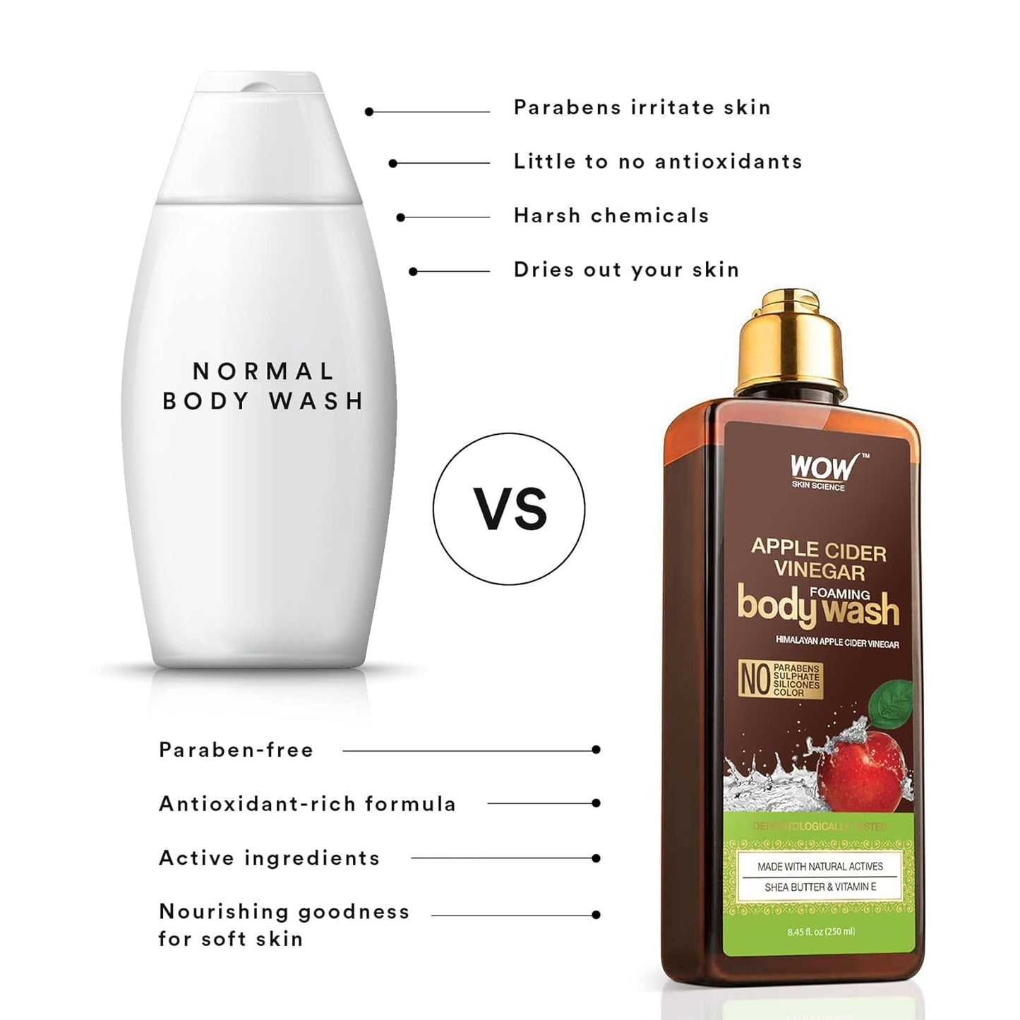 WOW Apple Cider Vinegar Foaming Body Wash: 250 ml