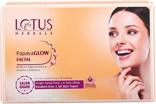 Lotus Herbals PapayaGlow Facial Kit with Peeling Mask, 4 in 1 Formula for All Skin Types,