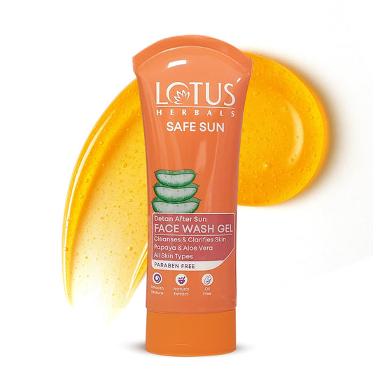 Lotus Herbals Safe Sun Detan After-Sun Face Wash Gel: Papaya & Aloe Vera,