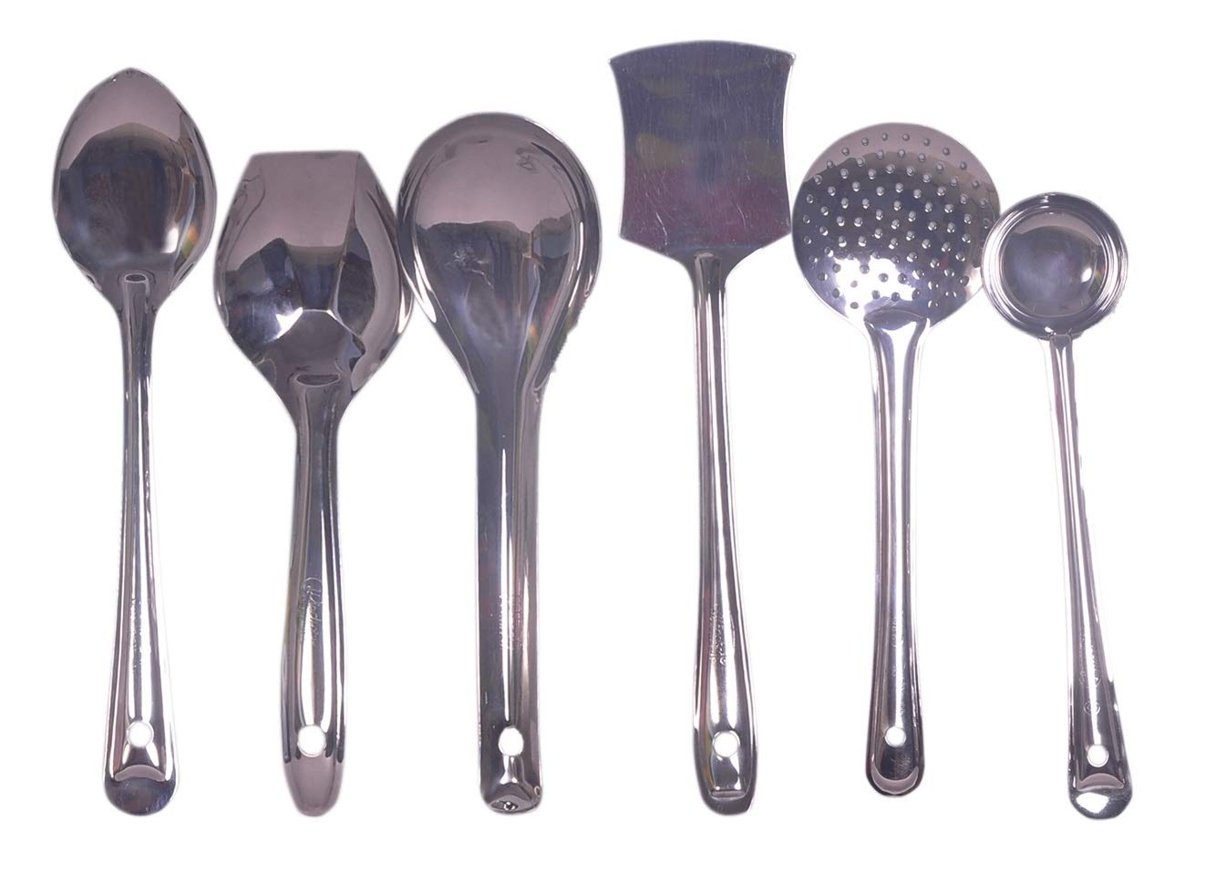 iKonbi Set of 6 Kitchen Serving Tools - Long Vegetable Cooking Pan, Biryani Spoon, Deep