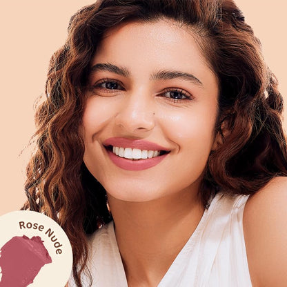 Mamaearth Creamy Matte Long Stay Lipstick: Murumuru Butter & Vitamin E, Pink Rose, 4.2 g