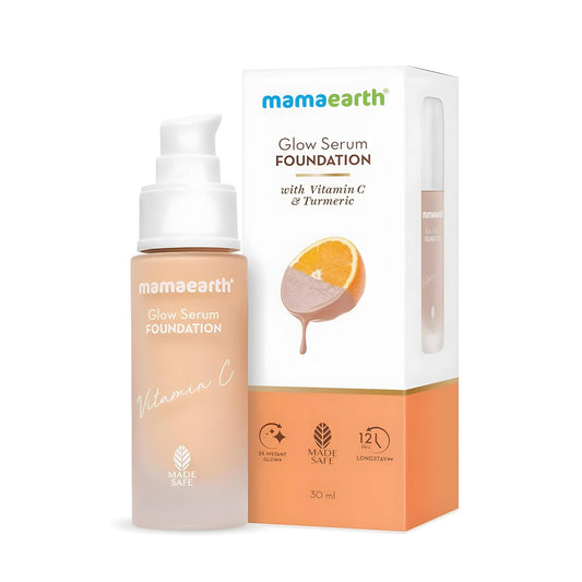 Mamaearth Glow Serum Foundation: 01 Ivory Glow, Vitamin C & Turmeric, 30