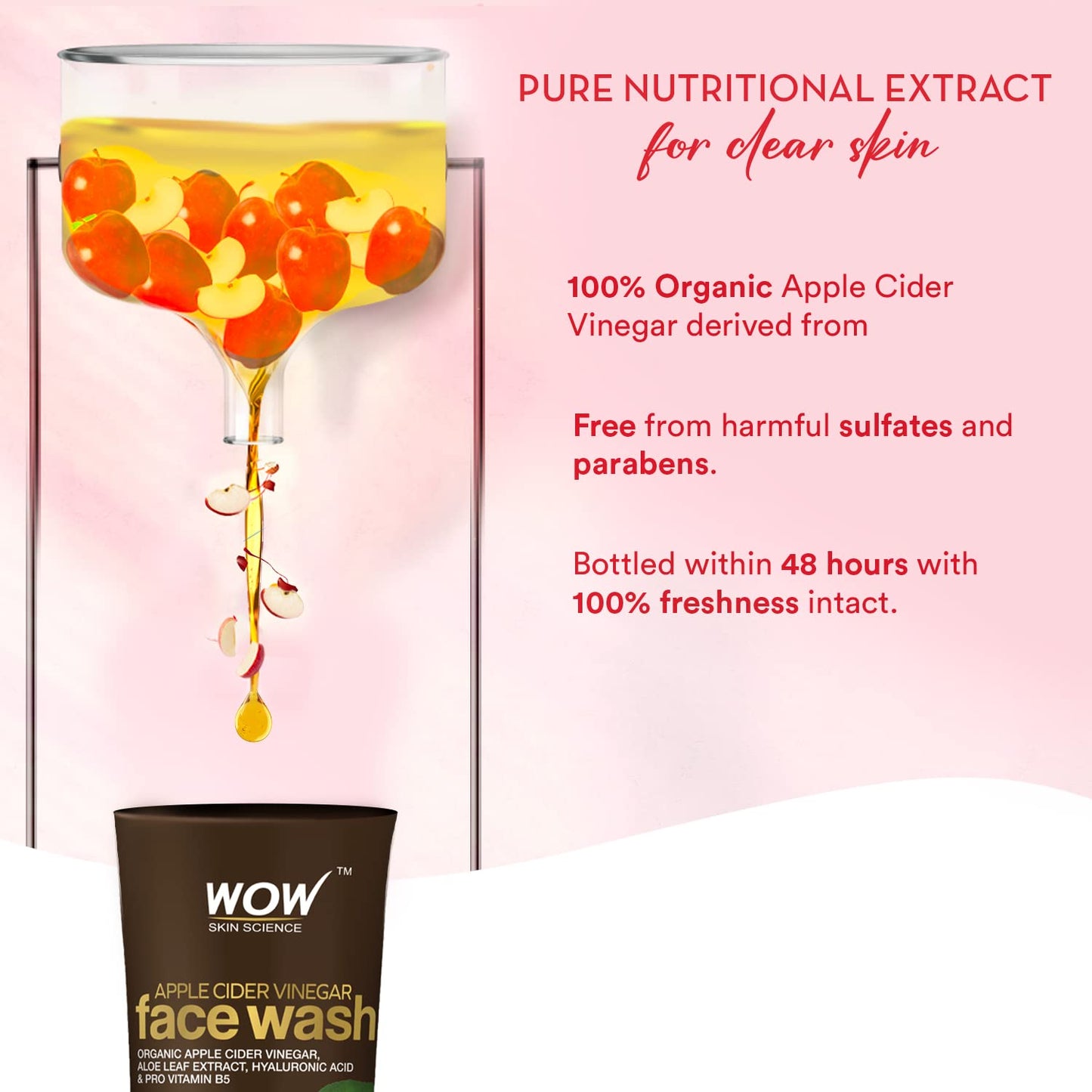 WOW Apple Cider Vinegar Face Wash: Pack of 2, 100 ml each