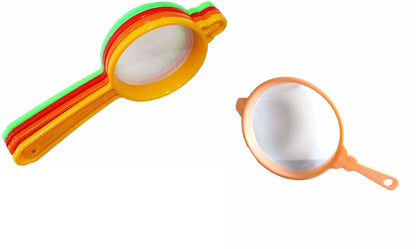 iKonbi Set of 1 Plastic Juice Strainer and 4 Plastic Tea strainers Total 5 Pieces can be Used for Ras, Juices Tea Coffee Also Known as Chalni Jari Jhar