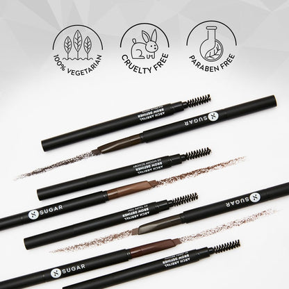 Sugar Cosmetics Arch Arrival Brow Definer 02 Taupe Tom - Grey Brown, Long Lasting, 12hr Coverage, Built-in Spoolie