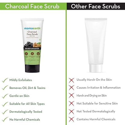 Mamaearth Charcoal Face Scrub: Charcoal & Walnut, 100 g
