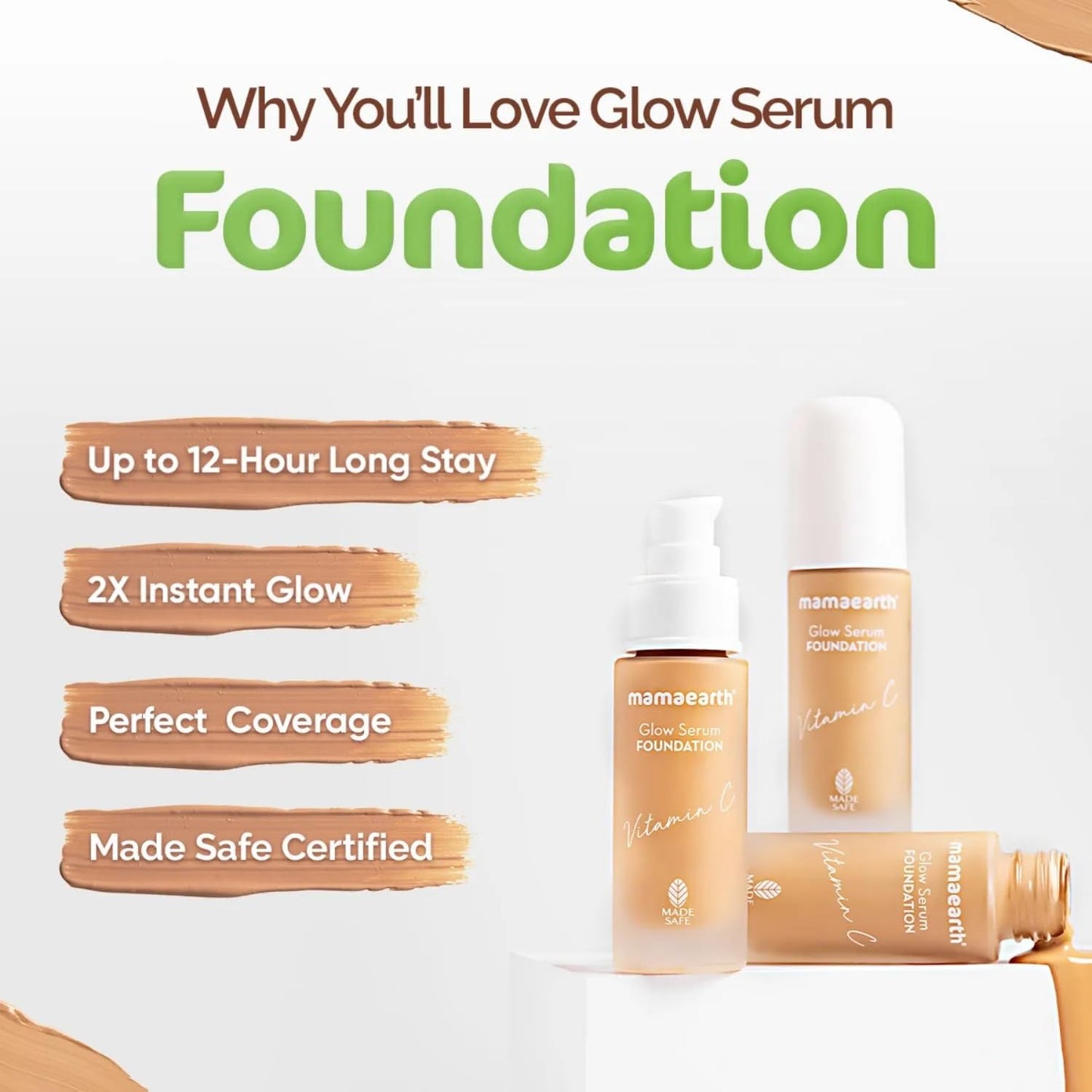 Mamaearth Glow Serum Foundation: 01 Ivory Glow, Vitamin C & Turmeric, 30 ml