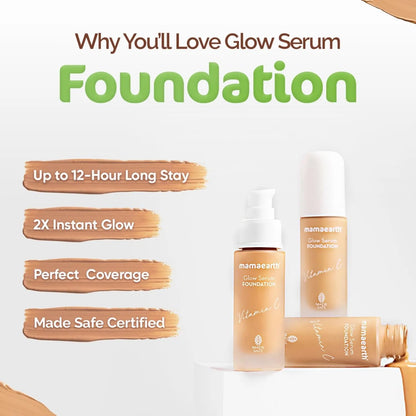 Mamaearth Glow Serum Foundation: 01 Ivory Glow, Vitamin C & Turmeric, 30 ml