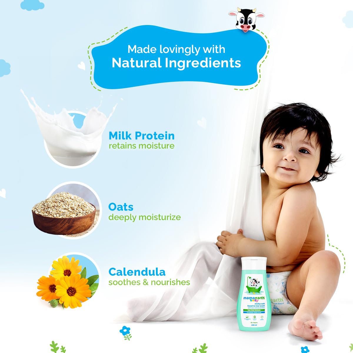 Mamaearth Milky Soft Head to Toe Wash: Oats, Milk & Calendula, 400 ml