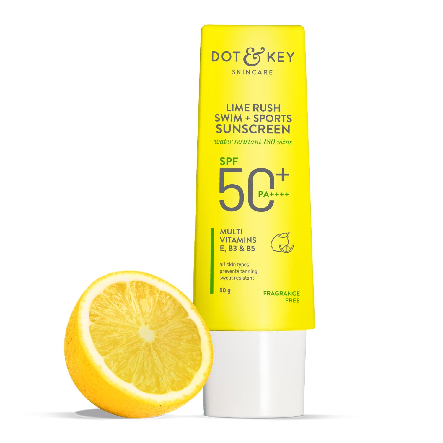 Dot & Key Lime Rush Sports Sunscreen SPF 50+, Water Resistant 180 mins, Non-Sticky Lightwe