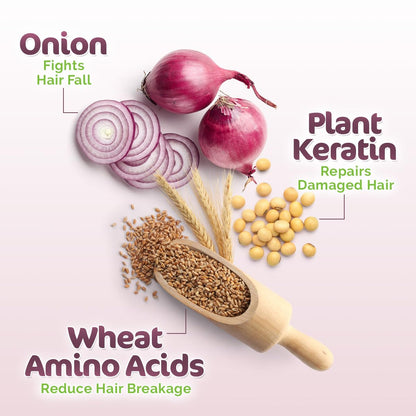 Mamaearth Onion Shampoo for Hair Growth &amp; Hair Fall Control with Onion &amp; Plant Keratin -250 ml