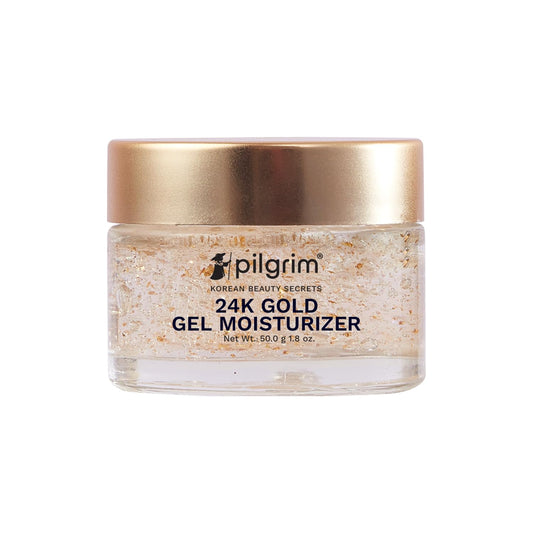 Pilgrim 24K Gold Gel Moisturizer: Hyaluronic Acid & Alpha Arbutin, Non-Greasy,