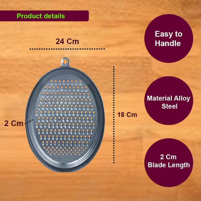 iKonbi Stainless Steel Grater and Slicer for Vegetables, Coconut fruits sweets cheese easy to handle also known as Kisni