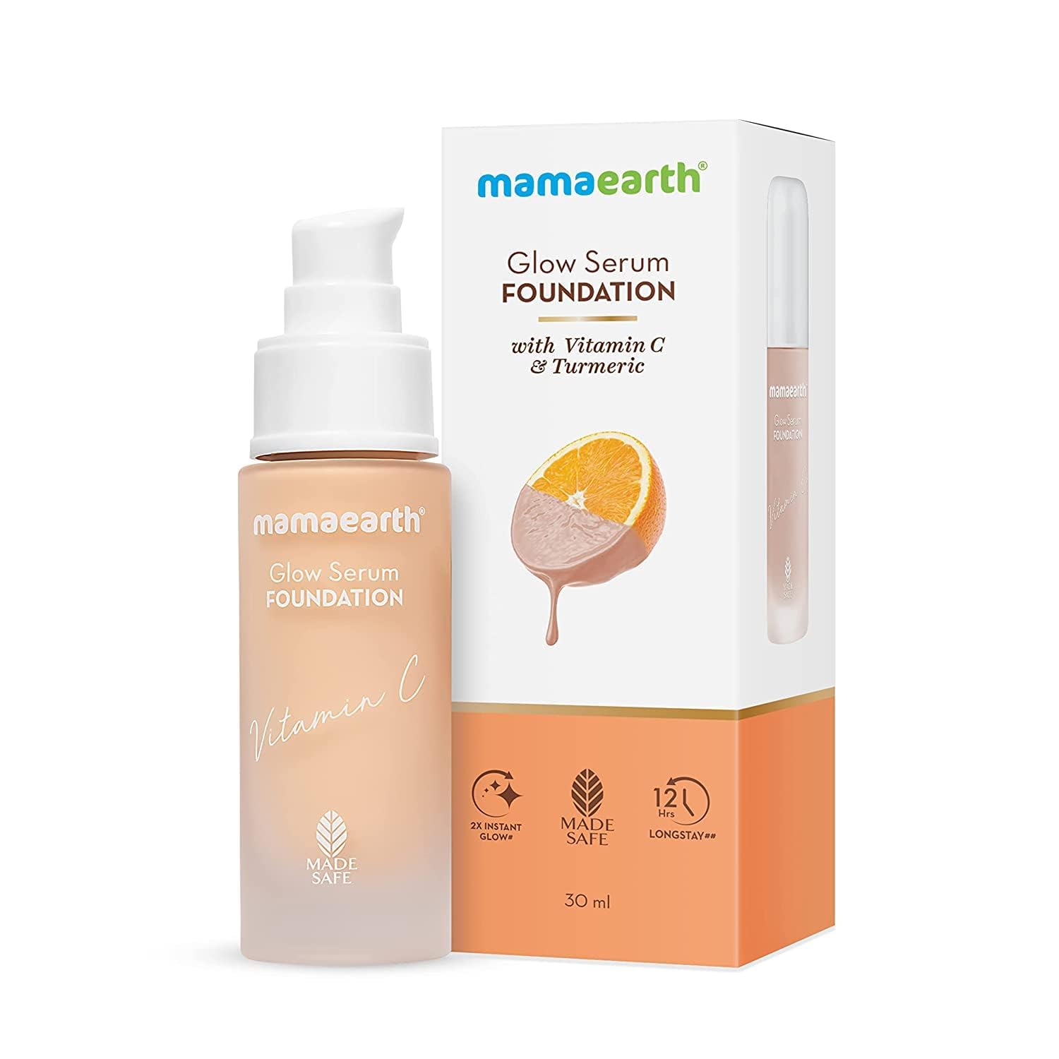 Mamaearth Glow Serum Foundation: 05 Beige Glow, Vitamin C & Turmeric, 30