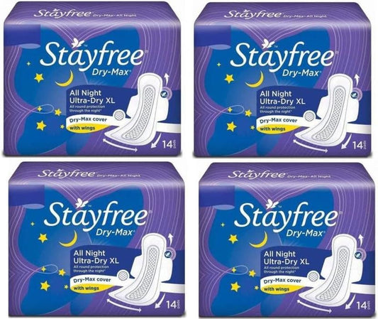 Stayfree Dry-Max All Night Ultra XXL: 14 pads, Pack of