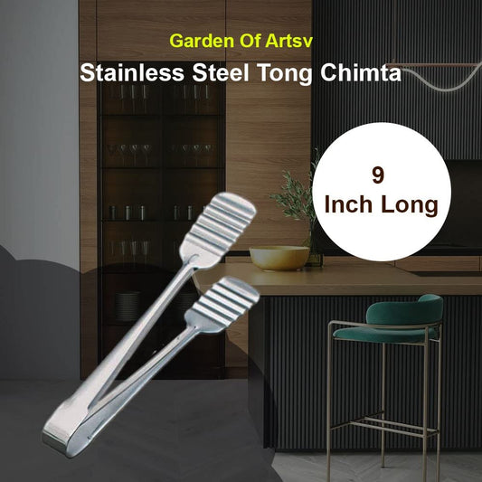 iKonbi 9 Inch Long Buffet Salad Server Roti Chapati Tong Chimta Made of S304 Stainless Steel Sturdy and Strong with Good Grip for Cakes Too