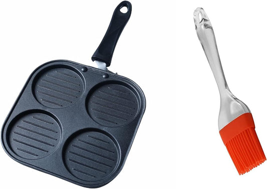 iKonbi Square Grill Non-Stick Multi Snack Maker with Oil Brush – 4 Cavities Mini