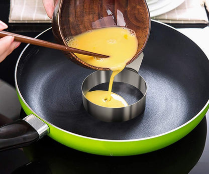 iKonbi Egg and Pancake Ring Set Stainless Steel, 2 Round & 2 Square, Set of 4