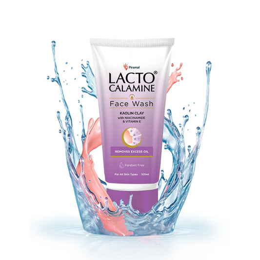 Lacto Calamine Daily Facewash with Kaolin Clay, Niacinamide and Vitamin E for Oily Skin | Controls Pimples, Blackheads and Whiteheads Paraben Free 100ml -