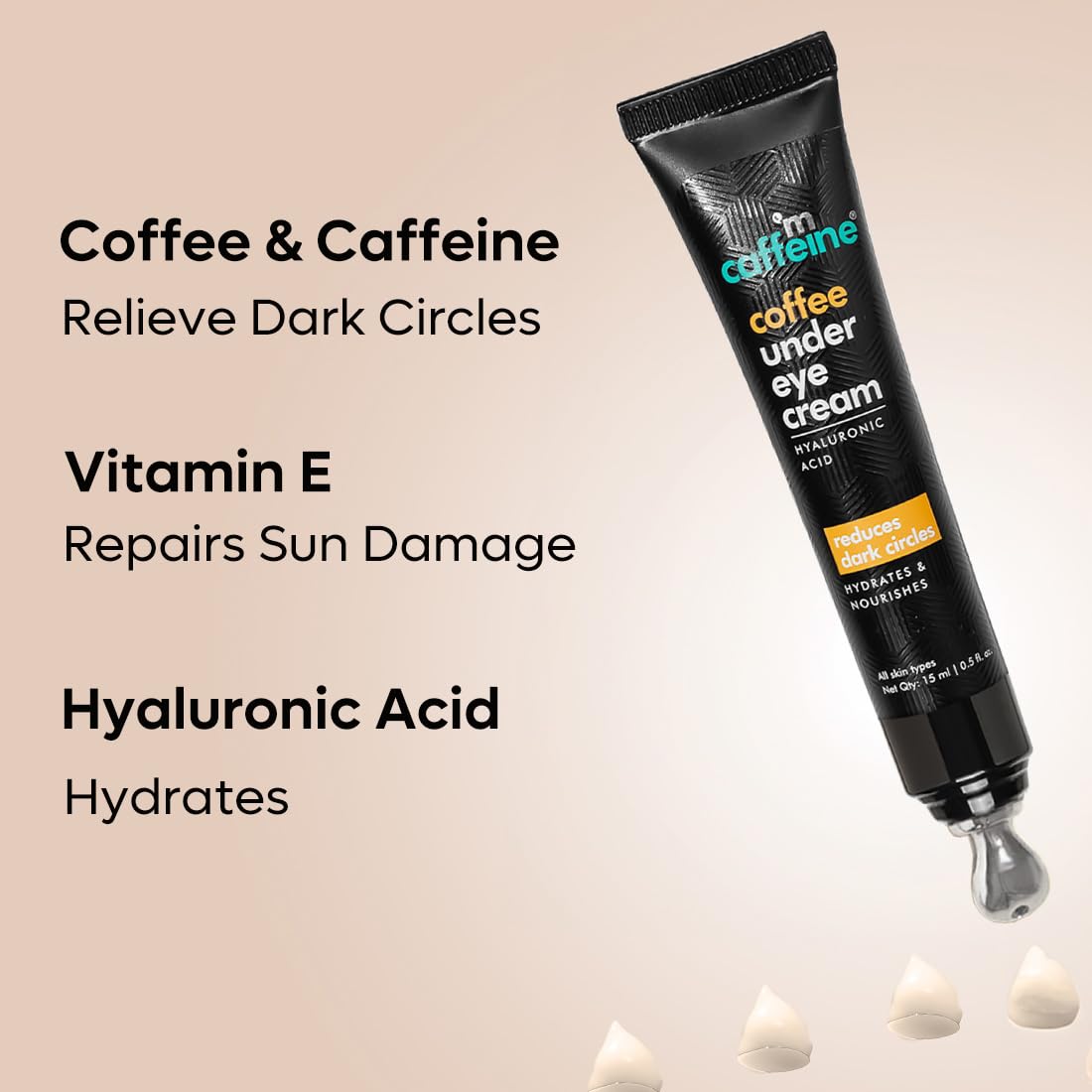 mCaffeine Coffee Under Eye Cream: Dark Circles, 30 ml + Free Roller