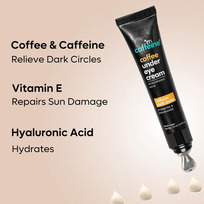 mCaffeine Coffee Under Eye Cream: Dark Circles, 30 ml + Free Roller