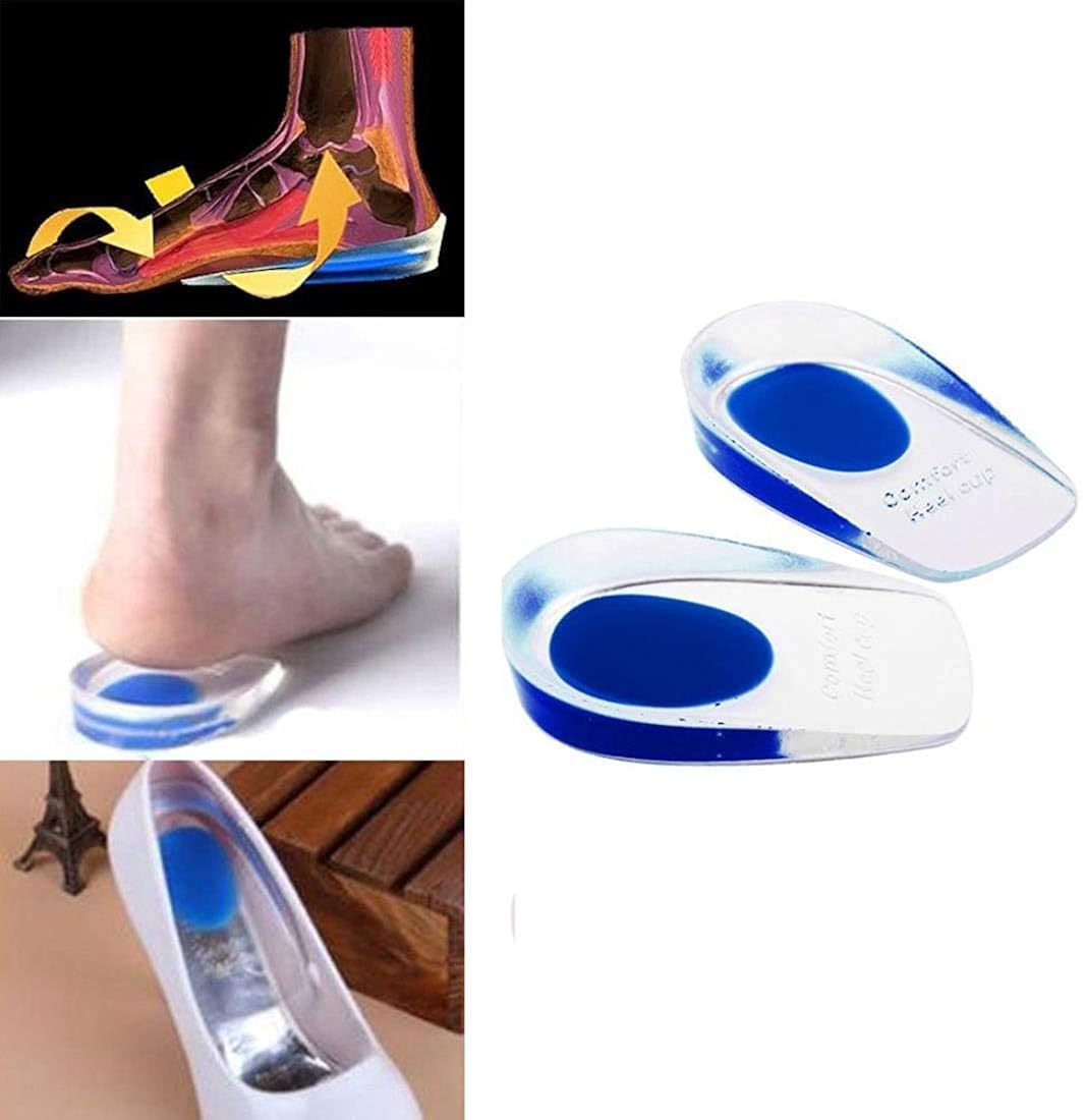 iKonbi Silicone Gel Heel Pads Protector Insole Cups For Plantar Fasciitis Heel Swelling Pain Relief Foot Care Support Cushion - For Men And Women - 1 Pair Standard Free Size