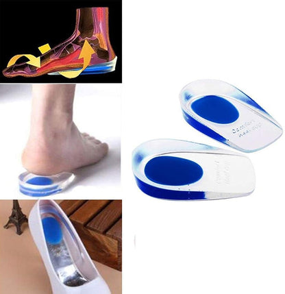 iKonbi Silicone Gel Heel Pads Protector Insole Cups For Plantar Fasciitis Heel Swelling Pain Relief Foot Care Support Cushion - For Men And Women - 1 Pair Standard Free Size