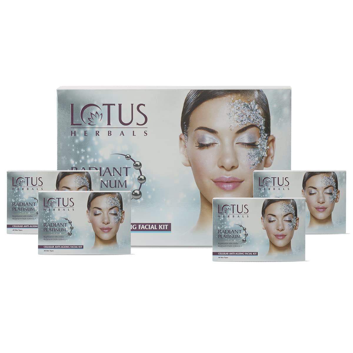 Lotus Herbals Radiant Platinum Facial Kit With Platinum Dust & Passion Fruit 37g (4 Use)