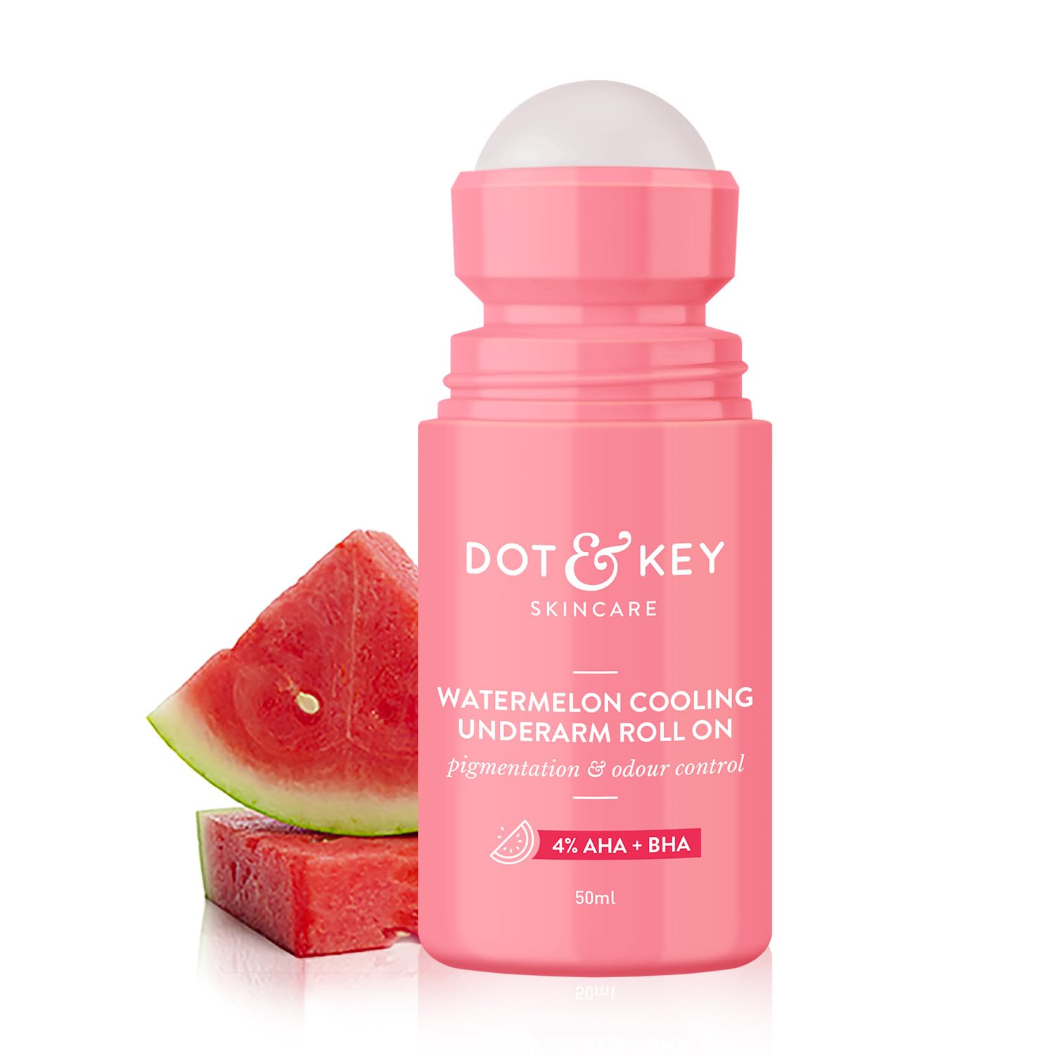 Dot & Key Watermelon Cooling Underarm Roll On Odour & Sweat Controls 4% AHA + BHA Fresh Aq