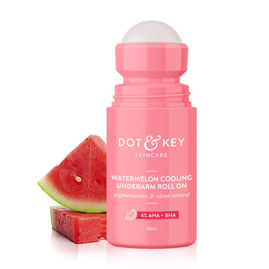 Dot & Key Watermelon Cooling Underarm Roll On Odour & Sweat Controls 4% AHA + BHA Fresh Aq