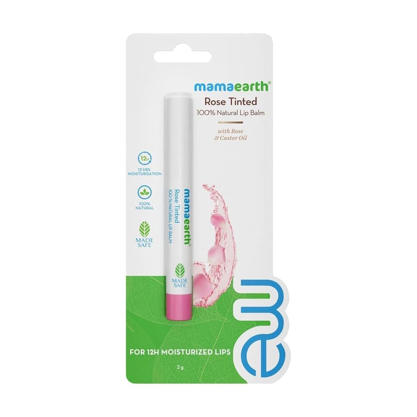 Mamaearth 100% Natural Lip Balm for Women & Men 2g (Rose) - Natural