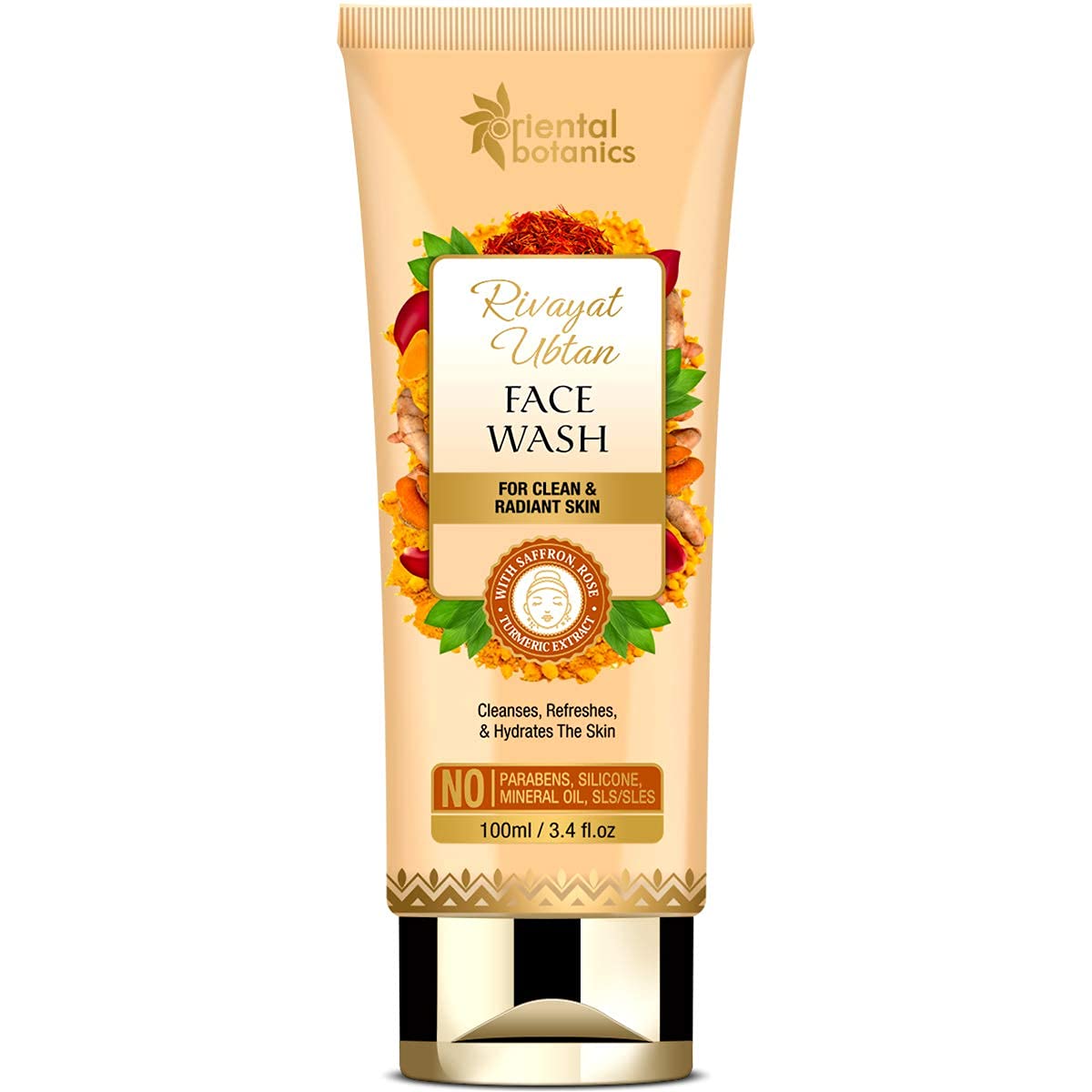 Oriental Botanics Rivayat Ubtan Face Wash: Saffron, Rose & Turmeric, 100 ml